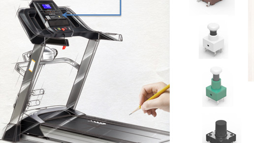 應用于：運動(dòng)器材面板，主要普通6*6，12*12輕觸開(kāi)關(guān)系列